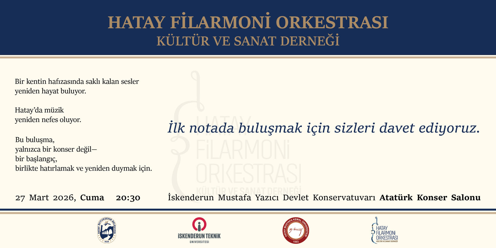 Hatay Filarmoni Orkestrası davetiye tasarımı